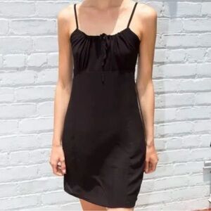 brandy melville black summer dress john galt tie bow knot
